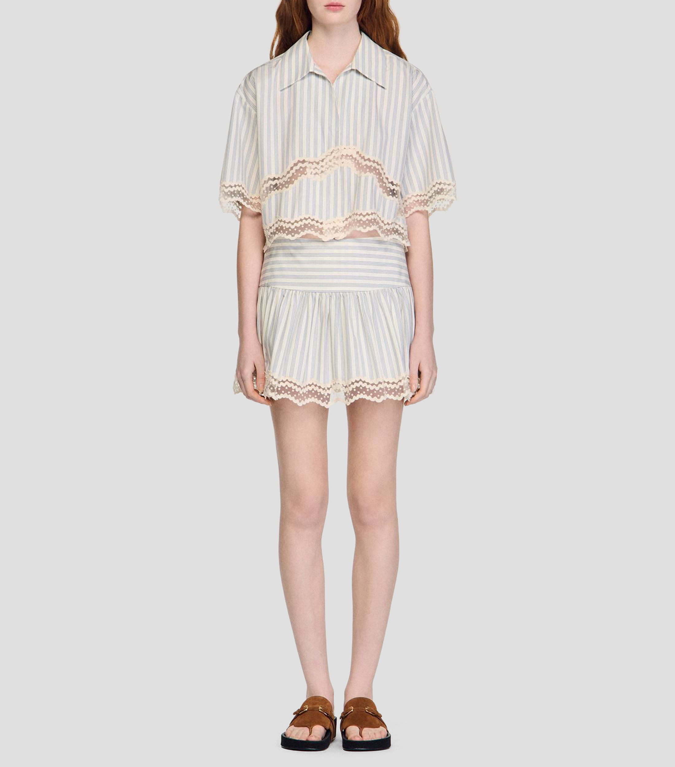 Falda tipo short mini de corte regular con rayas Mujer